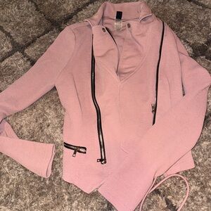 Women's Pink Sweater with Zipper Detail